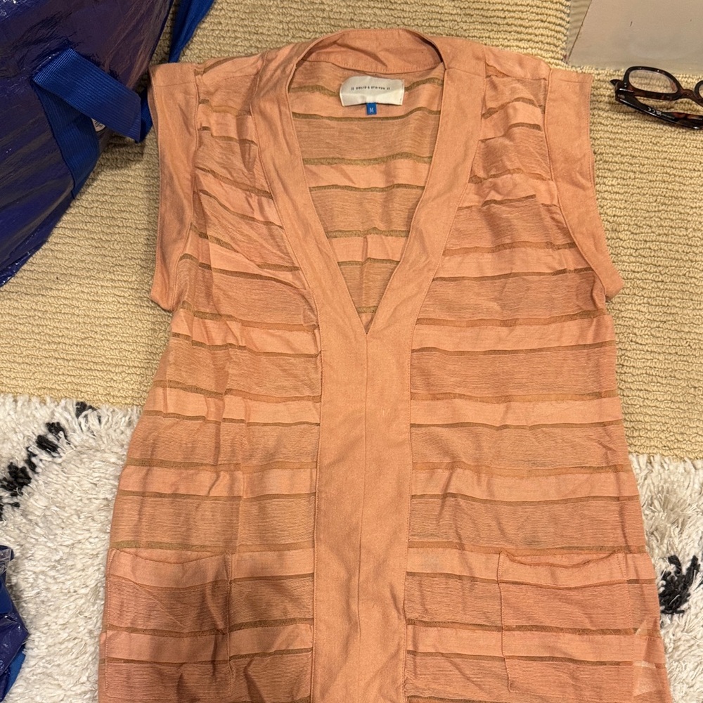 SOLID & STRIPED Coral Sheer Striped Top
